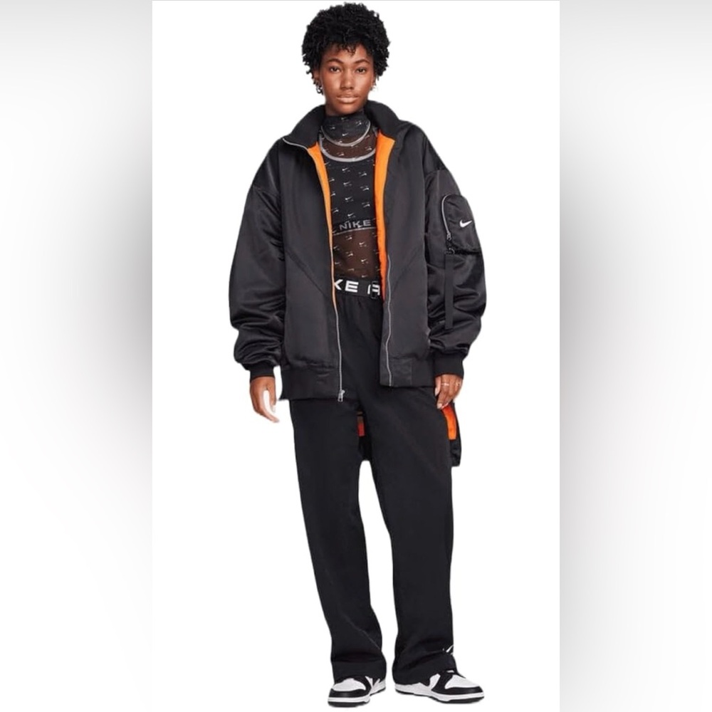 Nike Therma-FIT Oversized Black Bomber Jacket | Y2K Trendy